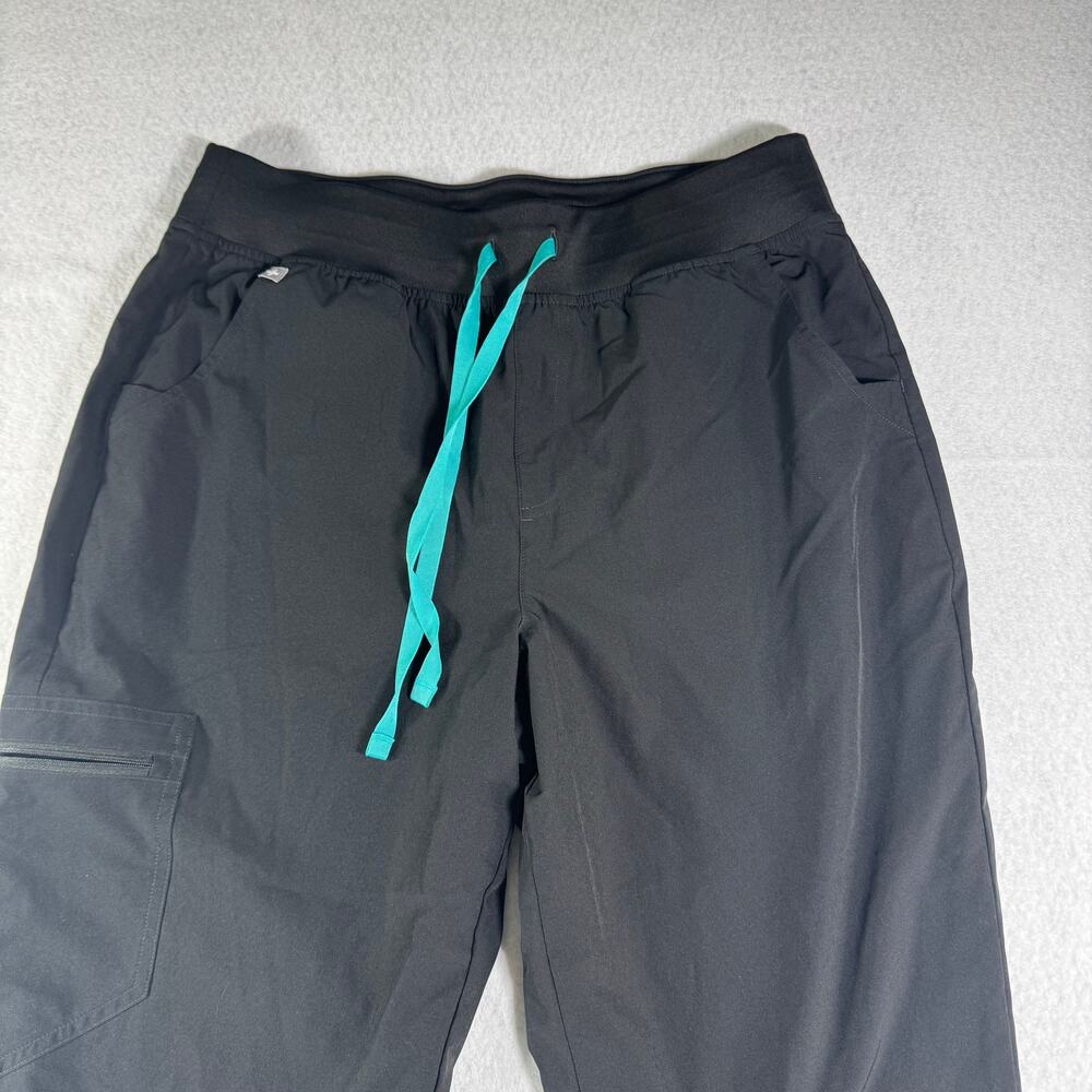 Figs Women's Jogger Scrub Pants L Black and Teal Drawstring Healthcare W23SW2008
